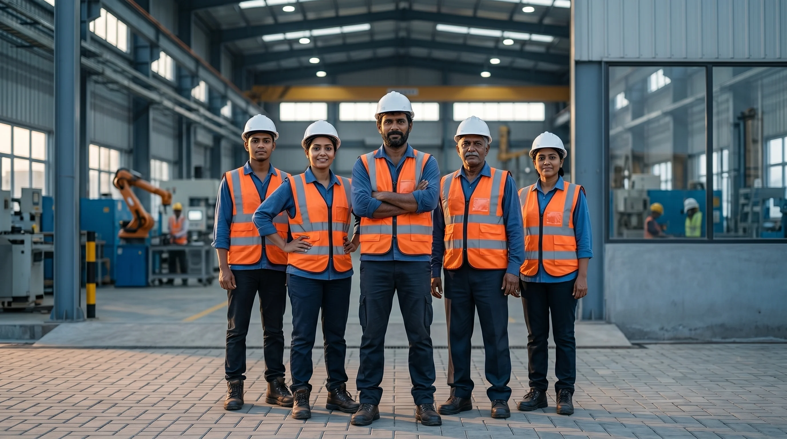 Illustration showing improved workplace safety culture from continuous PPE enforcement